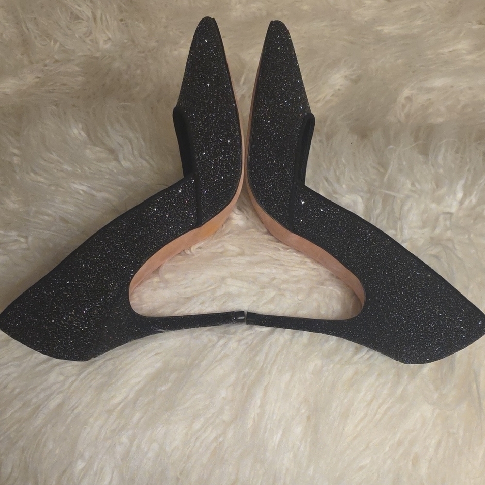 Jean-Michel Cazabat Black Glitter Pointed-Toe Stiletto Heels 4 Inches Heel 38.5 - Picture 6 of 15